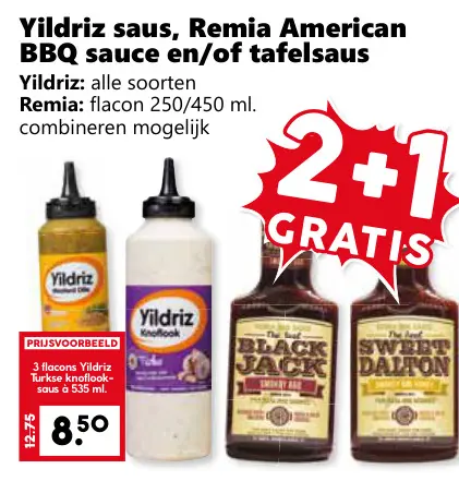 Aanbieding: Yildriz saus, Remia American BBQ sauce en/of 