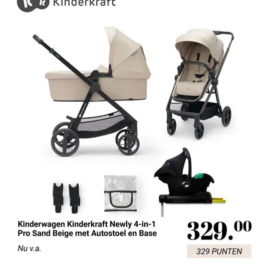 Aanbieding: Kinderwagen Kinderkraft Newly 4-in-1 Pro Sand