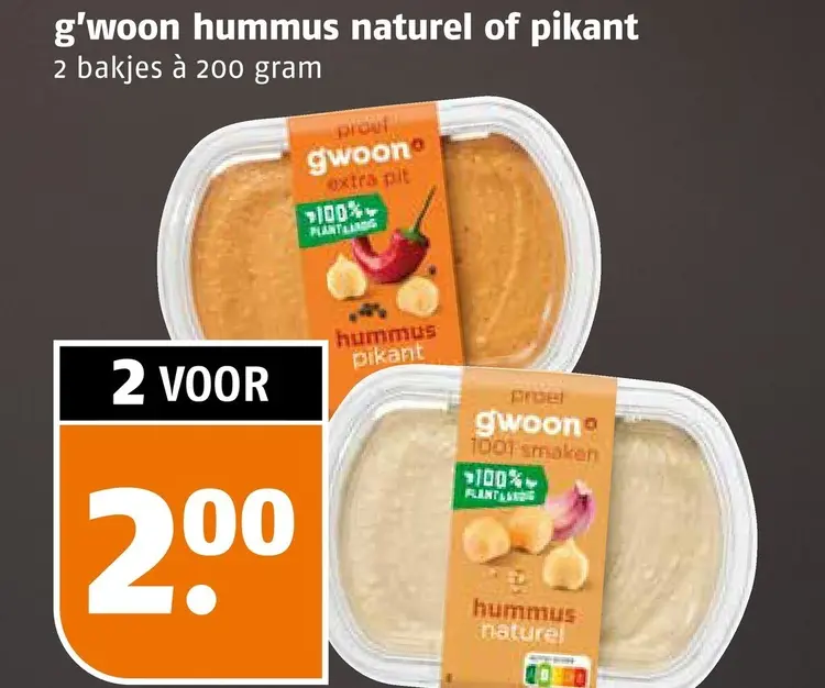 Aanbieding: Hummus naturel of pikant
