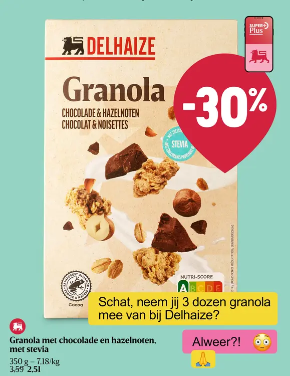 Promotie: Granola met chocolade en hazelnoten