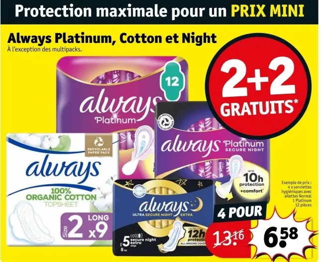 Offre: Always Platinum, Cotton et Night