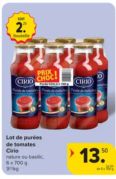 Offre: Lot de purées de tomates