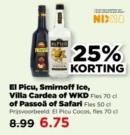 Aanbieding: El Picu, Smirnoff Ice, Villa Cardea of WKD of Passoa of Safari
