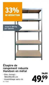 Offre: Étagère de rangement robuste Handson en métal