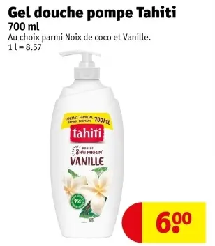 Offre: Gel douche pompe