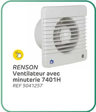 Offre: Ventilateur humidité avec minuterie renson7401h ø100 blanc