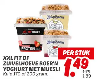 Aanbieding: Xxl fit of Zuivelhoeve Boer'n yoghurt met muesli