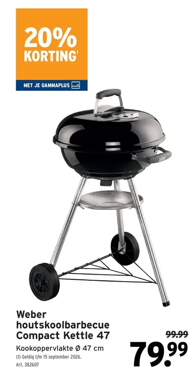 Promotie: houtskoolbarbecue Compact Kettle 47