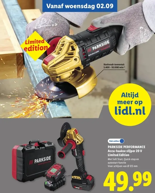 Aanbieding: Accu-haakse slijper 20 V Limited Edition