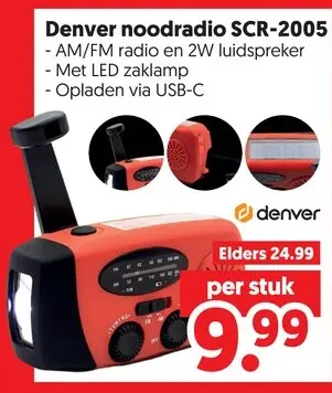 Aanbieding: Denver noodradio SCR-2005