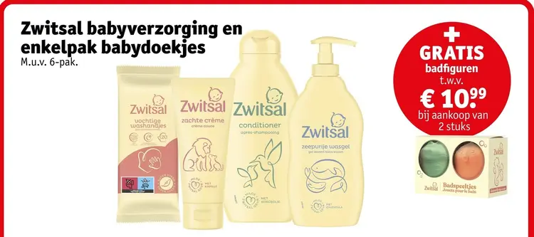 Aanbieding: Zwitsal babyverzorging en enkelpak babydoekje