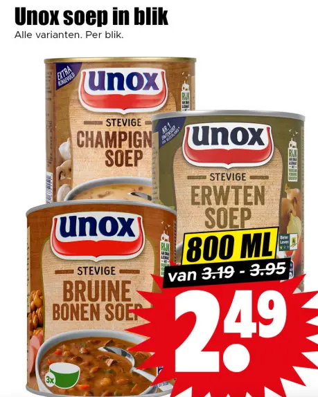 Aanbieding: Unox soep in blik