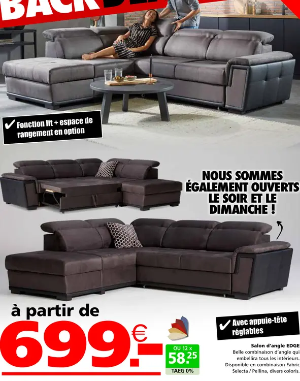 Offre: Salon d'angle EDGE
