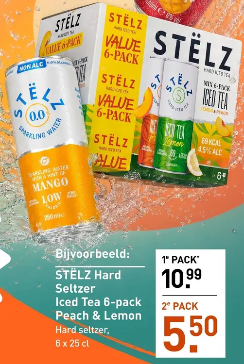 Aanbieding: STËLZ Hard Seltzer Iced Tea Peach & Lemon