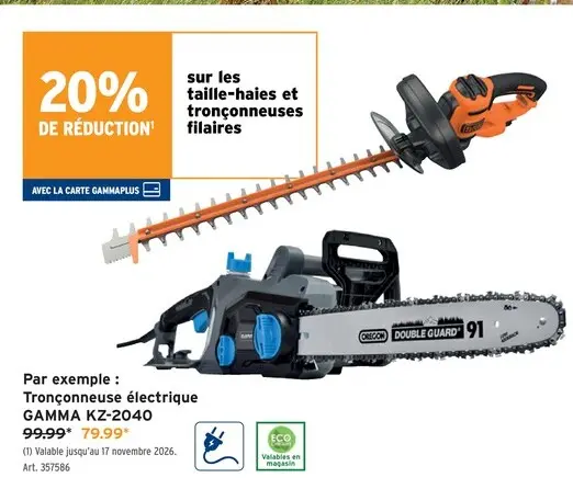 Offre: Tronçonneuse électrique GAMMA KZ-2040