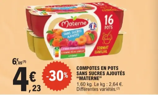 Aanbieding: Compotes en pots sans sucres ajoutés
