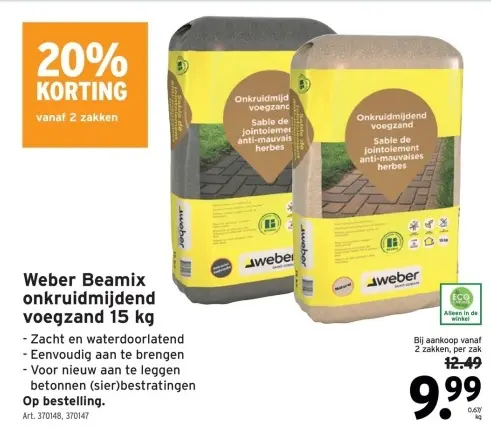 Promotie: Weber Beamix onkruidmijdend voegzand