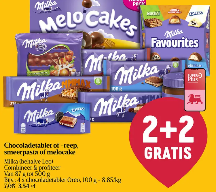 Promotie: Chocoladetablet of -reep, smeerpasta of melocake