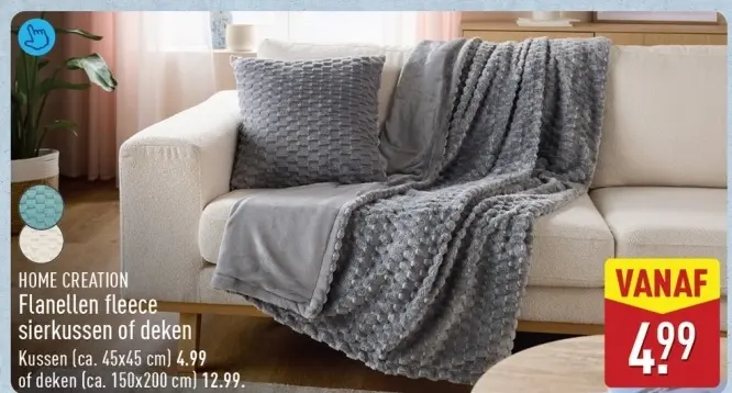 Aanbieding: Flanellen fleece sierkussen of deken