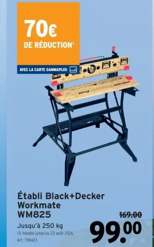 Offre: Établi Black+Decker Workmate WM825