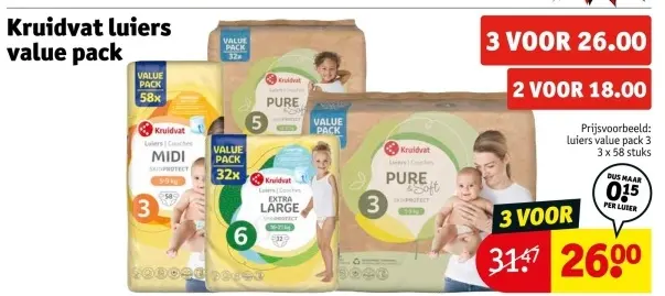Aanbieding: Kruidvat luiers value pack