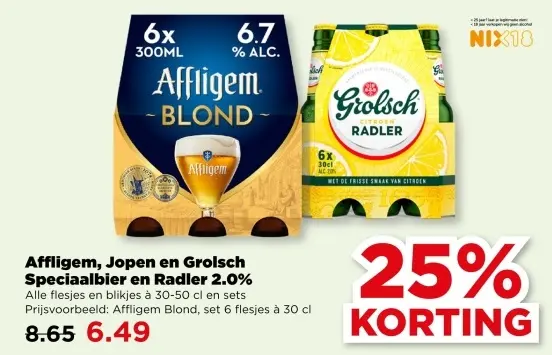 Aanbieding: Affligem, Jopen en Grolsch Speciaalbier en Radler 2.0%