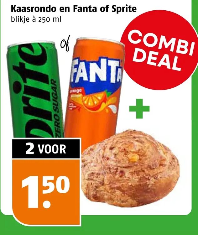 Aanbieding: Kaasrondo en Fanta of Sprite