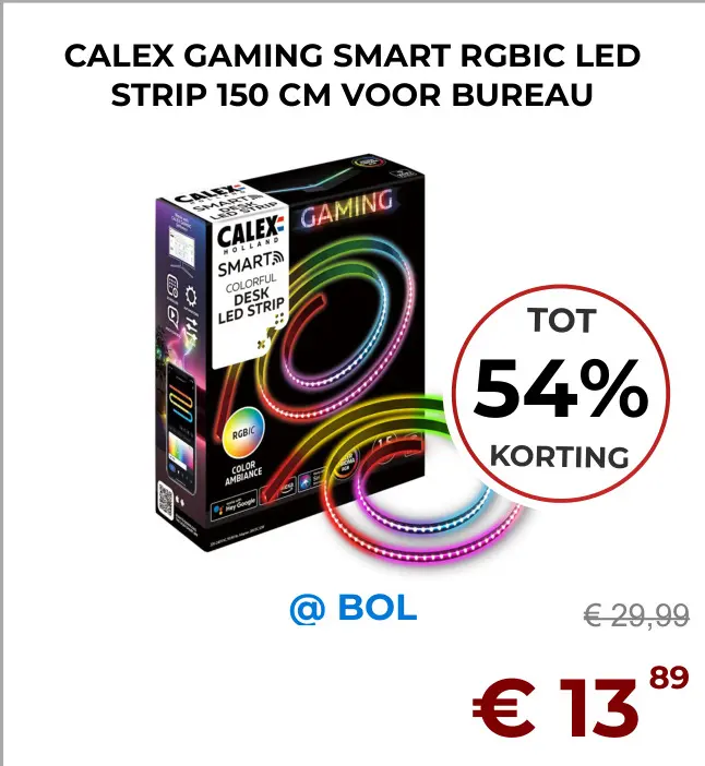 Aanbieding: Calex gaming smart rgbic led strip