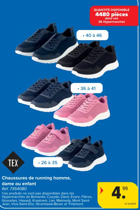 Offre: Chaussures de running homme, dame ou enfant