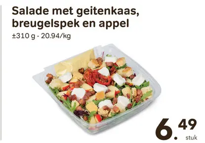 Promotie: Salade met geitenkaas, breugelspek en appel