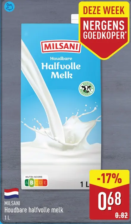Aanbieding: Houdbare halfvolle melk