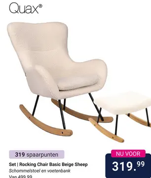 Aanbieding: Set | Schommelstoel Quax Rocking Chair Basic Beige Sheep + Voetenbank