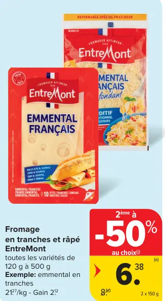 Offre: Fromage en tranches et râpé