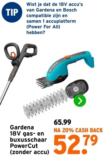 Aanbieding: 18V gas- en buxusschaar PowerCut
