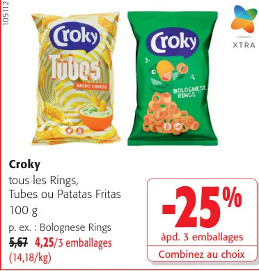 Offre: Rings, Tubes ou Patatas Fritas