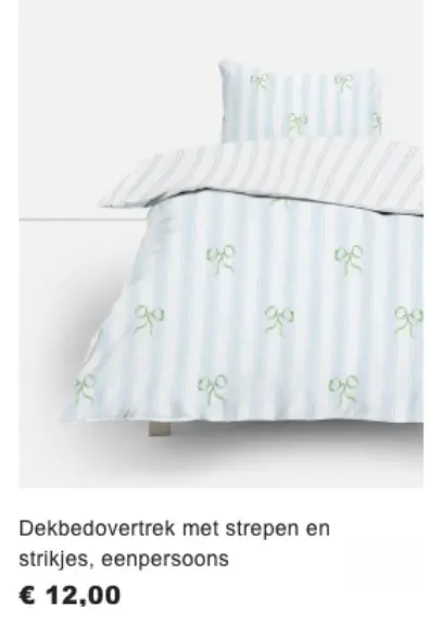 Promotie: Dekbedovertrek met strepen en strikjes