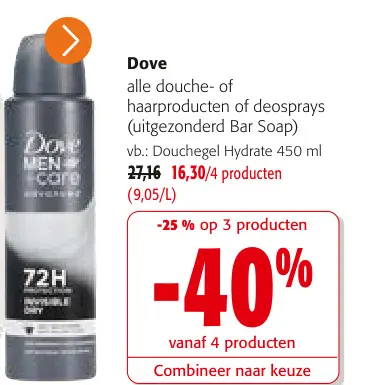 Promotie: Alle douche- of haarproducten of deosprays
