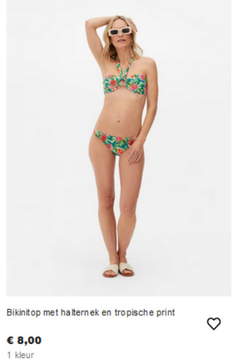 Aanbieding: Bikinitop met halternek en tropische print