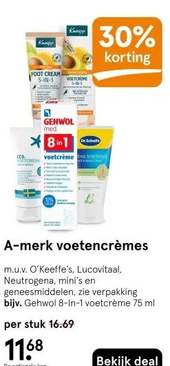 Aanbieding: A-merk voetencrèmes
