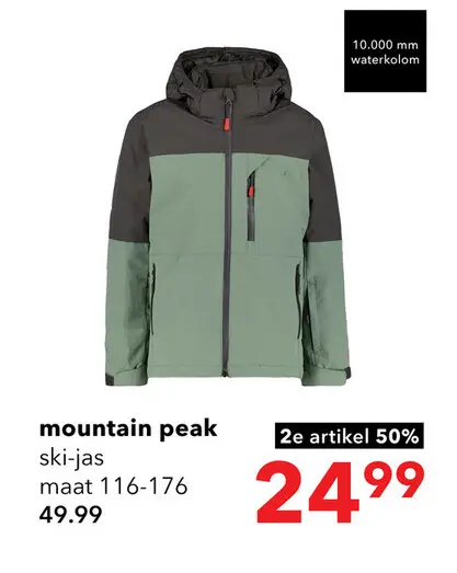 Aanbieding: Mountain Peak kinder ski-jas groen 10000 mm waterkolom