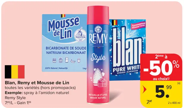 Offre: Blan, Remy et Mousse de Lin