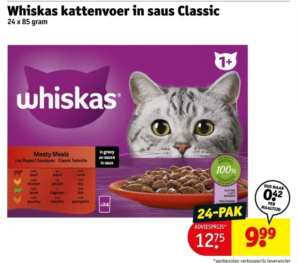 Aanbieding: Whiskas kattenvoer in saus Classic