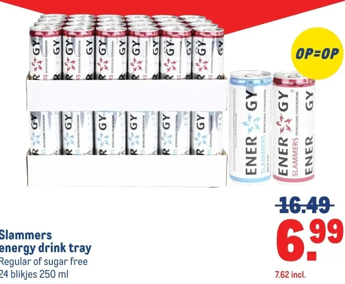 Aanbieding: Slammers energy drink tray