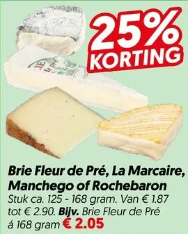 Aanbieding: Fleur de Pré, La Marcaire, Manchego & Rochebaron Brie Fleur de Pré, La Marcaire, Manchego of Rochebaron