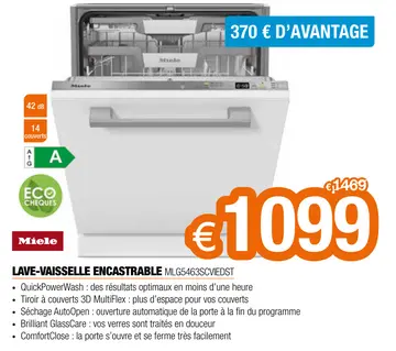 Offre: Lave-vaisselle encastrable