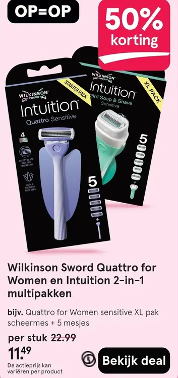 Aanbieding: Quattro for Women en Intuition 2-in-1 multipa