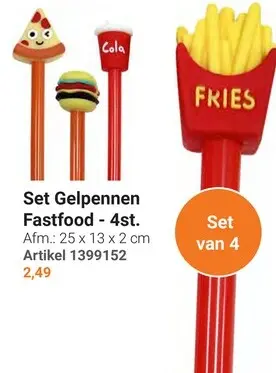 Aanbieding: Set Gelpennen Fastfood