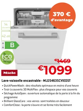 Offre: Lave-vaisselle encastrable - MLG5463SCVIEDST