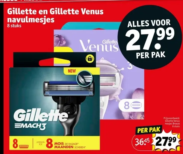 Aanbieding: Gillette en Gillette Venus navulmesjes