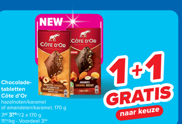 Aanbieding: Chocolade-tabletten Côte d'Or hazelnoten/kara